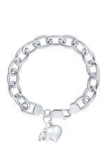 Load image into Gallery viewer, Bee Love, Sterling Silver 5.2mm Cable Chain Bracelet with Puff Heart & Bee Charm