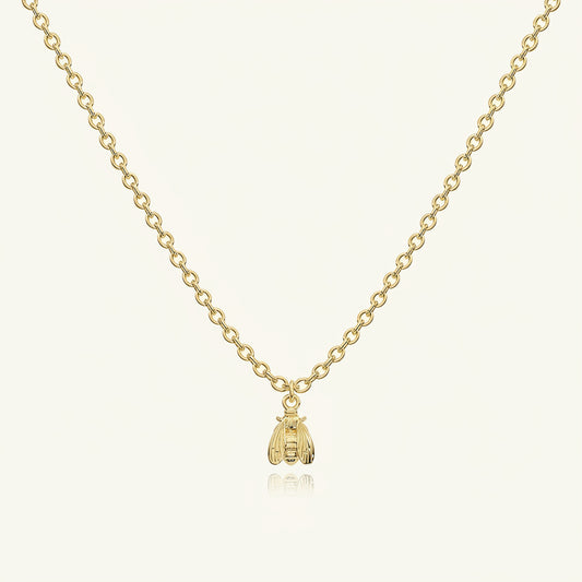 Mini Modern Bee Necklace, 14k recycled solid yellow gold | BEE JOY