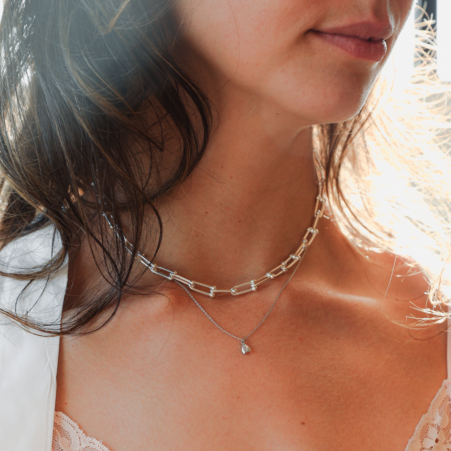 Mini Modern Bee Necklace, 14k recycled solid yellow gold | BEE JOY