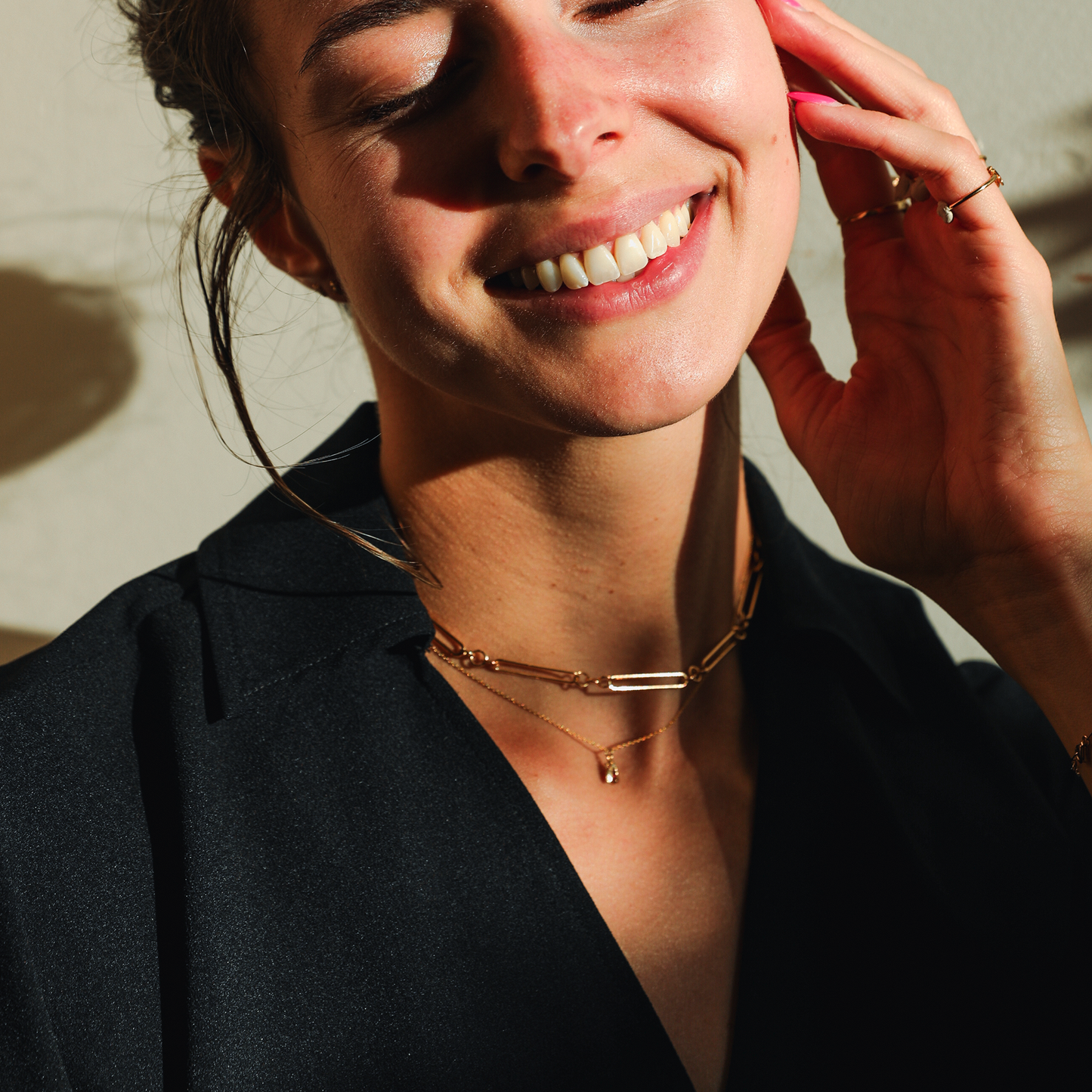 Mini Modern Bee Necklace, 14k recycled solid yellow gold | BEE JOY