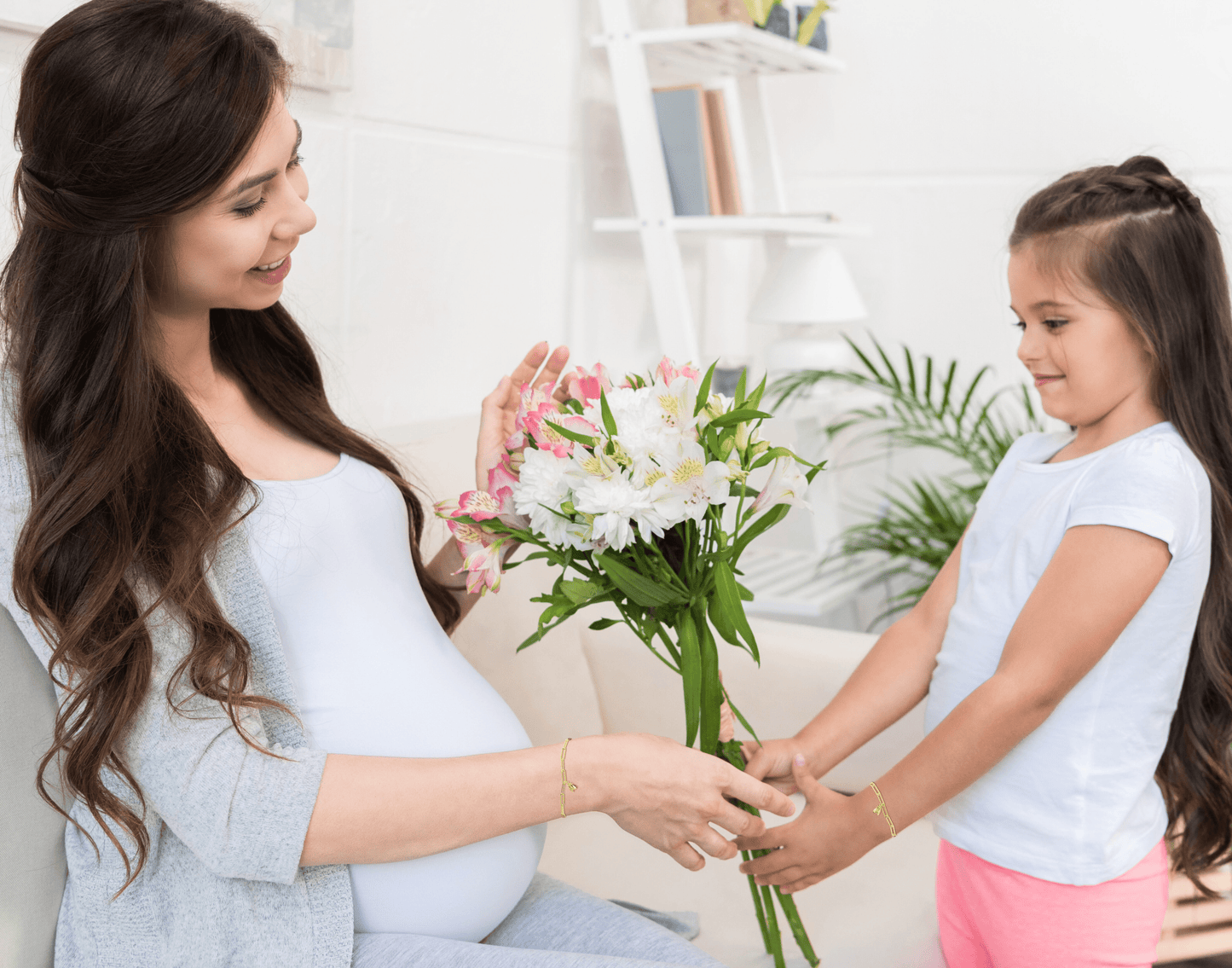 wearing mother daughter bracelet