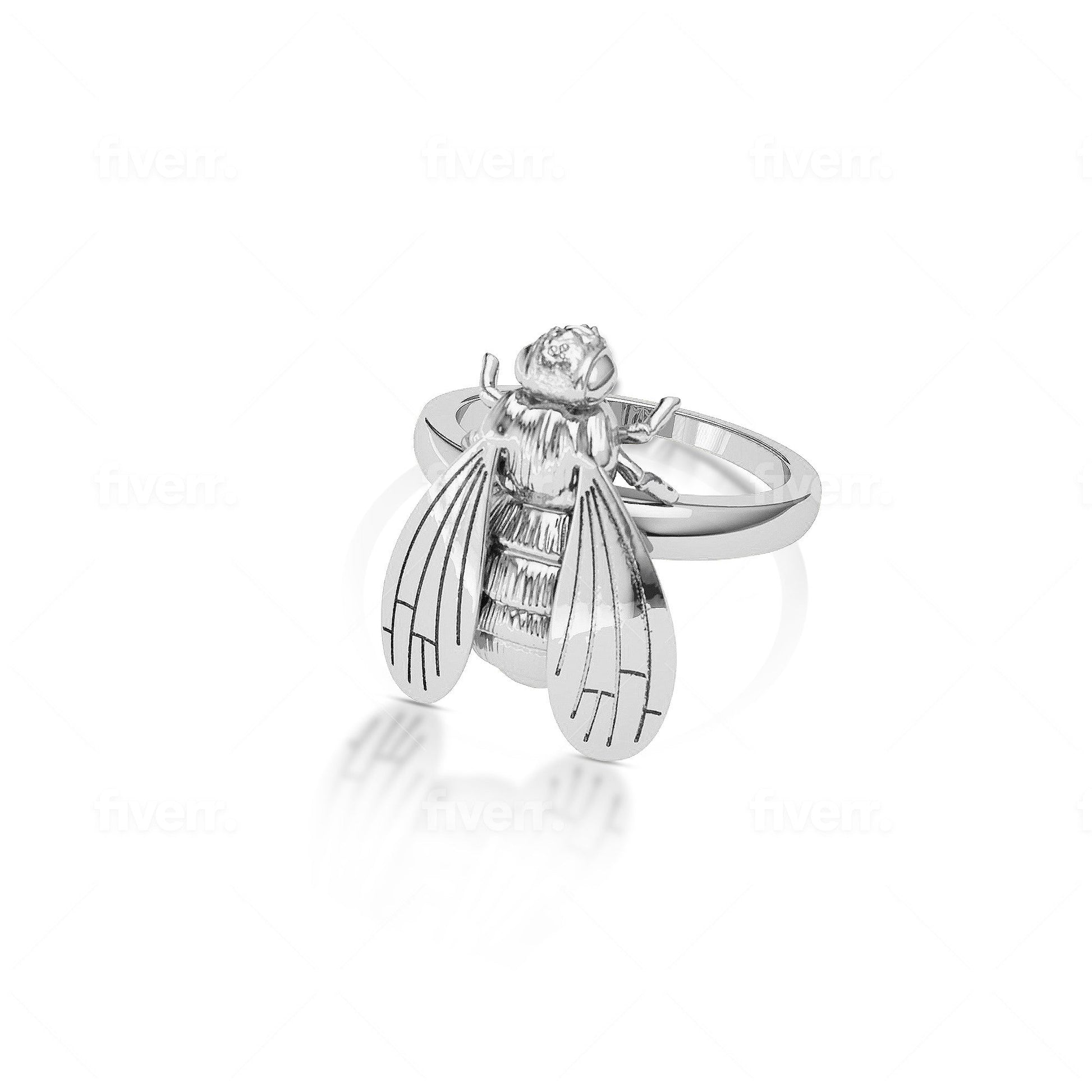 silver bee pinky ring