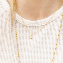 Load image into Gallery viewer, Mini Modern Bee Necklace, 14k recycled solid yellow gold | BEE JOY